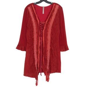Sweater Y2K Renaissance Witchy Cottage Festival Whimsigoth Retro Boho Red Large